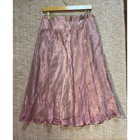 Karen Warren Rose Gold Metalic Skirt 8 Princess Preppy Romantic - Picture 1 of 7